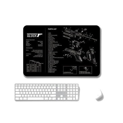 Non-Slip Mouse Pad Set of 2 for Office and Gaming Use - black Glock parts diagram mouse pad with keyboard and mouse