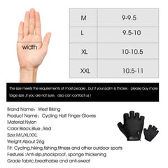 WEST BIKING YP0211218 Breathable Cycling Half Finger Gloves with Non-Slip Silicone Palm