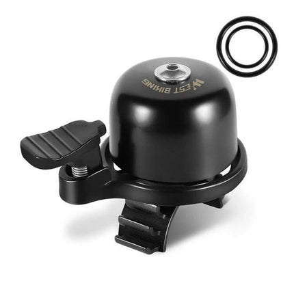 West Biking Copper Bicycle Bell Black For Everyday Riding - compact copper body with matte black finish mounted on handlebar