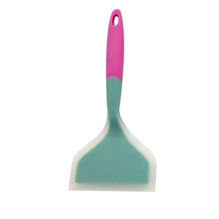 Silicone Nonstick Spatula for Wide Mouth Pans Easy Serving - teal and pink flexible tip scraper for stirring, scraping and gentle nonstick cooking
