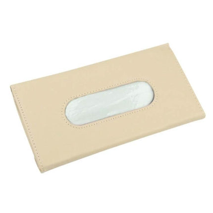 Car Hanging Tissue Box For Sun Visor And Seat Back Storage beige PU leather compact 23x13x5cm hanging tissue holder