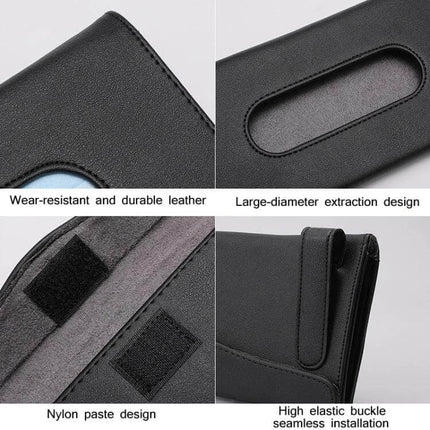 Car Hanging Tissue Box For Sun Visor And Seat Back Storage black PU leather wearable tissue holder with large extraction opening