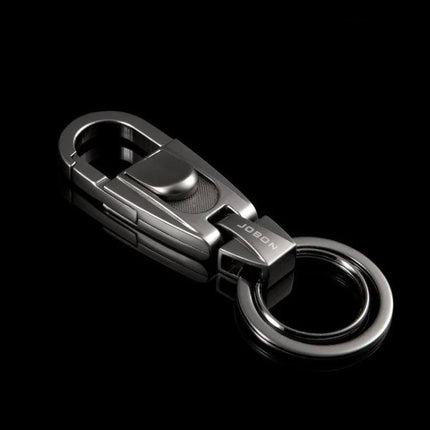 Jobon Mens Waist Keychain With Double Ring Buckle For Everyday Use – durable zinc alloy double-ring keychain with push-down buckle, sleek electroplated finish