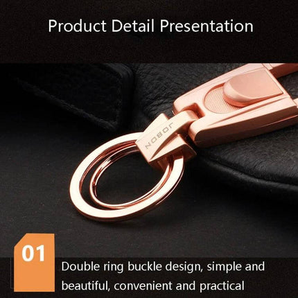 Jobon Mens Waist Keychain With Double Ring Buckle For Everyday Use - rose gold zinc alloy double-ring buckle keychain for everyday carry