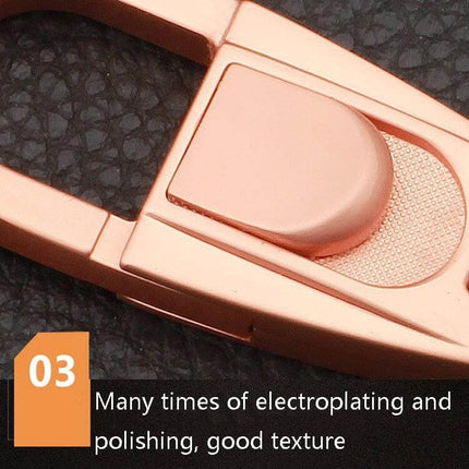 Jobon Mens Waist Keychain With Double Ring Buckle For Everyday Use close-up of rose gold electroplated zinc alloy buckle and push-down opening