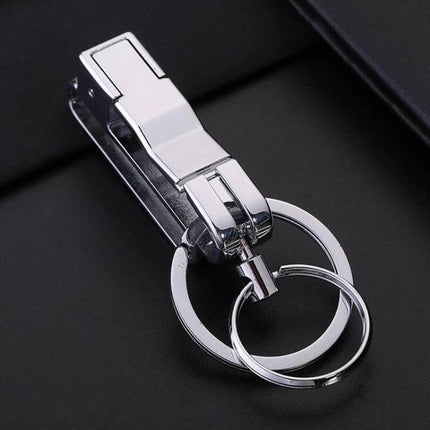 Jobon Car Keychain with Detachable Double Ring for Easy Key Access - chrome zinc alloy key holder with detachable double rings for car and house keys