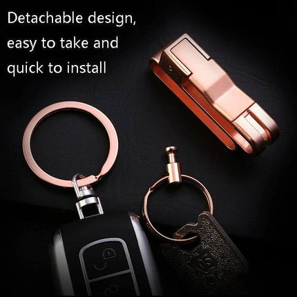 Jobon Car Keychain with Detachable Double Ring for Easy Key Access showing rose gold detachable ring and key fob for valet and quick separation