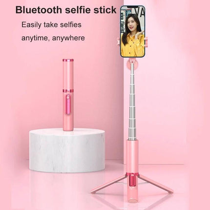 Compact Tripod for Everyday Selfies and Travel Moments - pink Bluetooth selfie stick tripod with remote for steady hands-free travel photos
