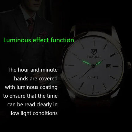 Yazole 308 Luminous Quartz Men's Watch 3ATM Stainless | Syndmart