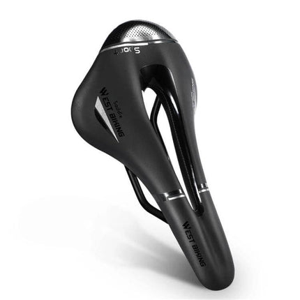 Bike Cushion For Comfortable Riding, Road And Mountain Bike Seat - black ergonomic saddle with cutout, responsive foam and high-strength seat bow