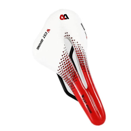Bike Cushion For Comfortable Riding, Road And Mountain Bike Seat - white and red ergonomic saddle with high-strength seat bow for steady support