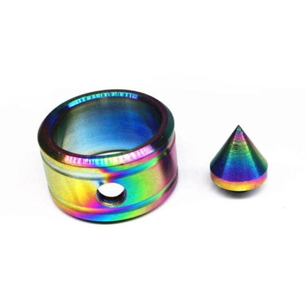 Stainless Steel Self-Defense Ring for Everyday Personal Protection - rainbow titanium finish 304 stainless steel ring with removable spike for discreet self-defense