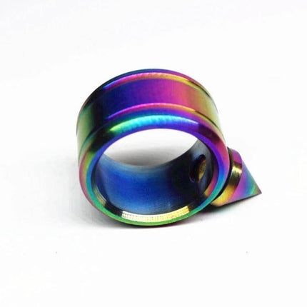 Stainless Steel Self-Defense Ring for Everyday Personal Protection in rainbow titanium finish, durable 304 stainless steel knuckle ring