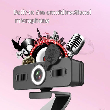 High-Definition USB Webcam with Omnidirectional Microphone for Video Calls - HD webcam with built-in 5m omnidirectional mic, plug-and-play for meetings and streaming