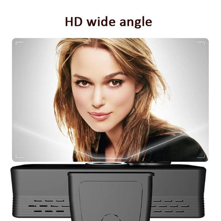 High-Definition USB Webcam with Omnidirectional Microphone for Video Calls showing HD wide-angle image and built-in mic for clear group audio