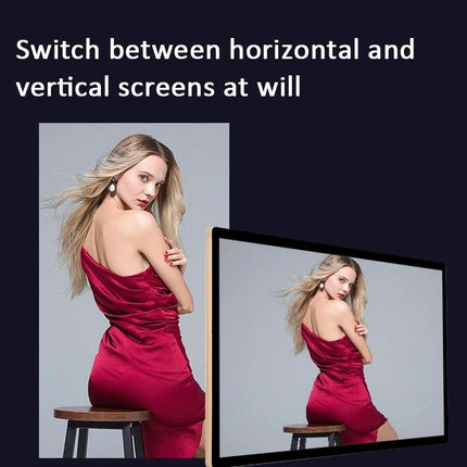 High-Definition USB Webcam with Omnidirectional Microphone for Video Calls showing portrait and landscape screen orientation with model in red dress