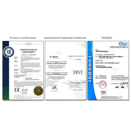 DC 12/24V To 5V Step-Down Converter Module For Vehicles certification documents showing CE, ISO9001 and registration certificates