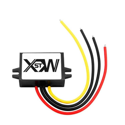 DC 12/24V To 5V Step-Down Converter Module For Vehicles compact automotive voltage regulator with red black yellow wires