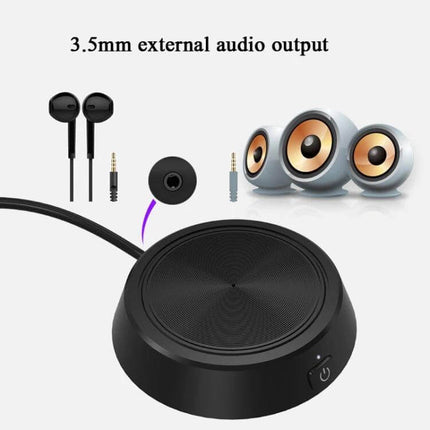 USB Omnidirectional Microphone for Computer Conferences compact USB mic with 3.5mm external audio output for small group virtual meetings