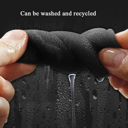 Protective Sponge Cover for Daily Microphone Recordings at Home showing washable, water-resistant sponge being squeezed to demonstrate durability and pop protection