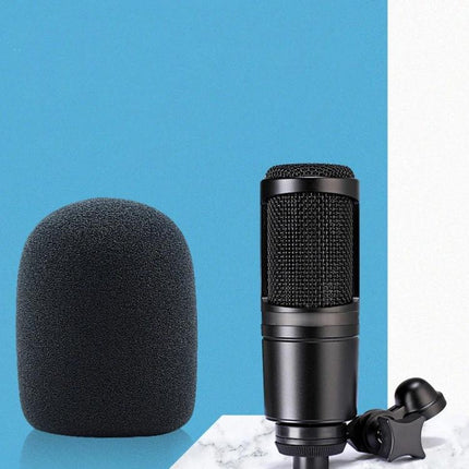 Protective Sponge Cover for Daily Microphone Recordings at Home - black foam windscreen protecting condenser mic for podcasting and calls