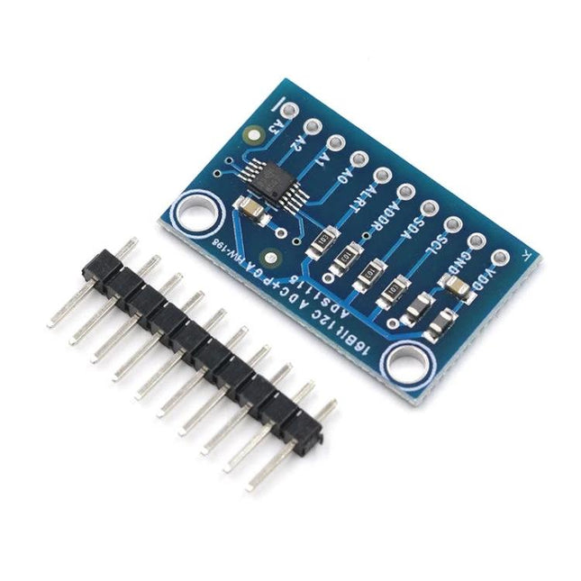 Four-Channel Signal Converter Board for Electronics Projects compact blue PCB with header pins for low-power sensor networks