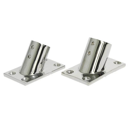 316 Stainless Steel 60-Degree Square Tube Base For Marine Boats, 22mm polished pair mounted bases for rail and antenna support