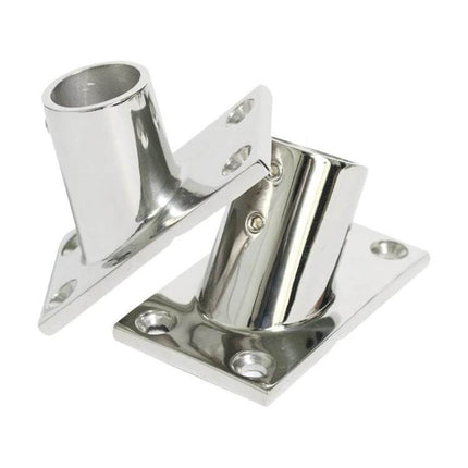 316 Stainless Steel 60-Degree Square Tube Base For Marine Boats, 22mm polished mount for railing posts and antenna supports