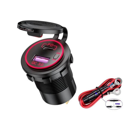 Waterproof USB Charger for Cars and Motorcycles With Fast Charge compact ABS 12–24V sealed USB PD and QC3.0 port for phones tablets bikes boats