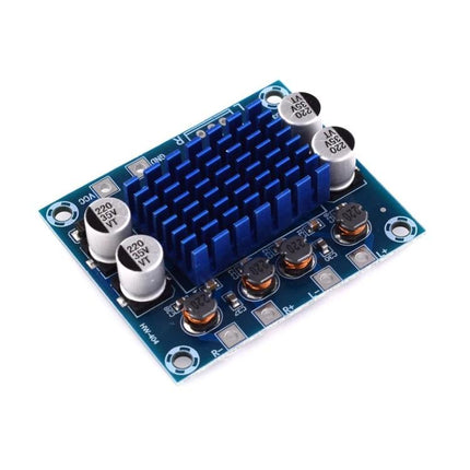 Dual-Channel Digital Audio Amplifier for Music Systems compact Class D board with heat sink and capacitors for home audio and DIY projects