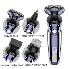 Multi-Function Electric Shaving Razor for Men with Digital LCD and USB Charging