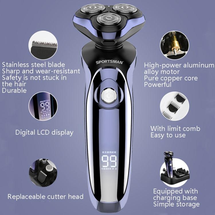 Multi-Function Electric Shaving Razor for Men with Digital LCD and USB Charging