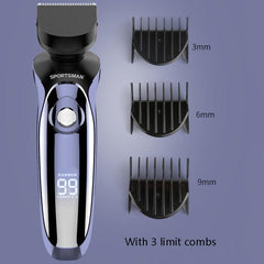 Multi-Function Electric Shaving Razor for Men with Digital LCD and USB Charging