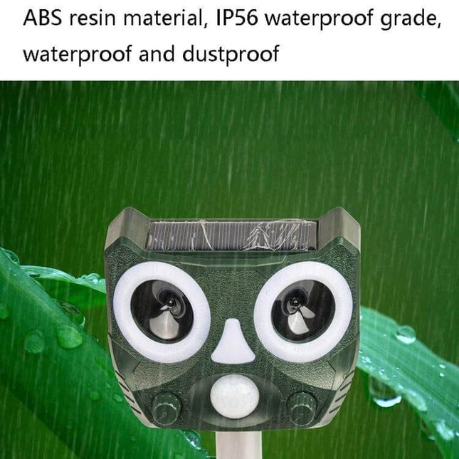 Outdoor Solar Ultrasonic Insect Repellent For Gardens - ABS waterproof solar-powered ultrasonic garden pest deterrent with USB charge, 3–10m range, IP56