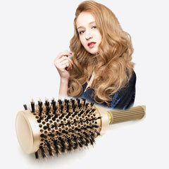 High-Heat Resistant Ceramic Roller Comb with Nylon Bristles and Comfortable Grip