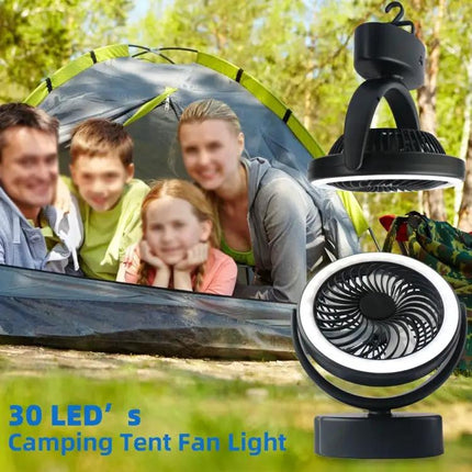 USB Rechargeable Camping Tent Fan For Hanging And Lighting
