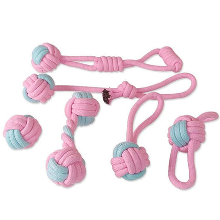 Cotton Rope Toys for Everyday Dog Play and Teeth Care - pink and blue cotton rope set for tugging, fetching, and chewing to help clean teeth