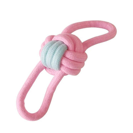 Cotton Rope Toys for Everyday Dog Play and Teeth Care - pink knotted cotton rope toy for tugging and chewing