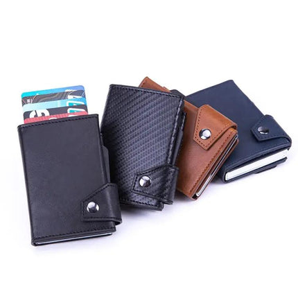 RFID Anti Theft Card Wallet With Pop Up Holder Black | Syndmart