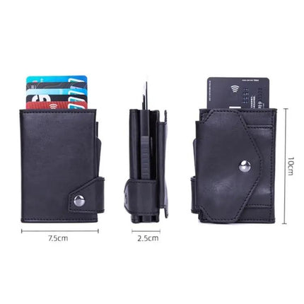 RFID Anti Theft Card Wallet With Pop Up Holder Black | Syndmart