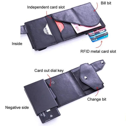 RFID Anti Theft Card Wallet With Pop Up Holder Black | Syndmart
