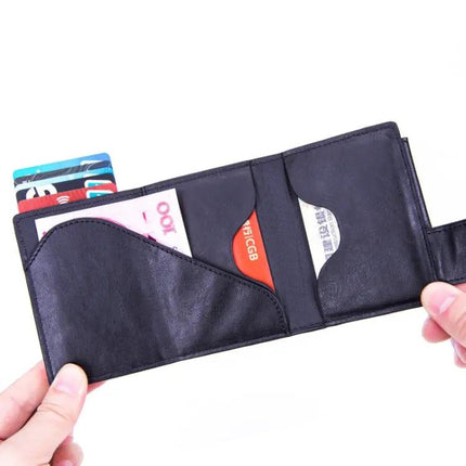 RFID Anti Theft Card Wallet With Pop Up Holder Black | Syndmart