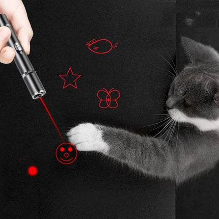 Compact Laser Tool for Cat Play and Home Detection Tasks - handheld laser pointer engaging cat with red dot and fun shapes