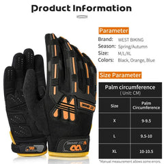 WEST BIKING Touchscreen Cycling Gloves - Shockproof, Non-Slip Long Finger Design for Outdoor Enthusiasts