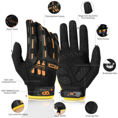 WEST BIKING Touchscreen Cycling Gloves - Shockproof, Non-Slip Long Finger Design for Outdoor Enthusiasts