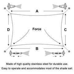 Stainless Steel Shade Sail Hardware Kit with Diamond Buckles and Hanging Accessories