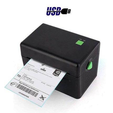 Efficient 4-Inch Thermal Label Printer for Shipping and Barcodes printing a shipping label with USB connectivity and automatic feed