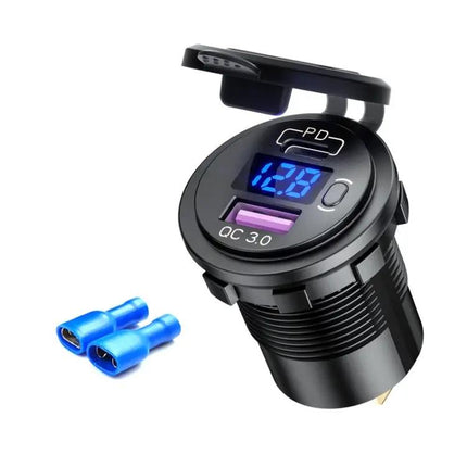 12V Modified Car USB Charger With Voltage Display For Phones And Tablets
