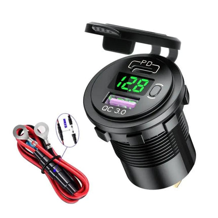 12V Modified Car USB Charger With Voltage Display For Phones And Tablets