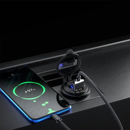 12V Modified Car USB Charger With Voltage Display For Phones And Tablets
